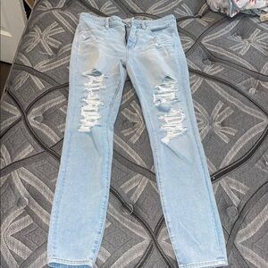 Light Blue Distressed Women American Eagle Jeans
